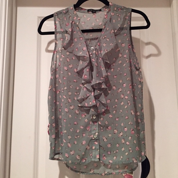 Sleeveless Floral Tank with Ruffles