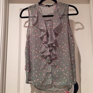 Sleeveless Floral Tank with Ruffles