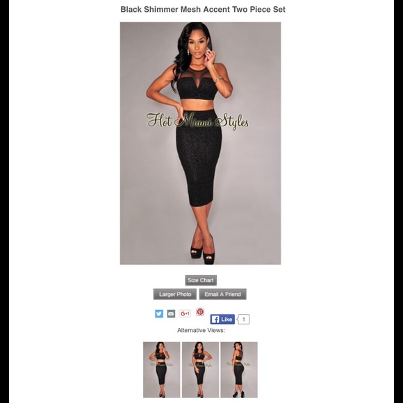 Black Shimmer Mesh Two Piece Co-ord Set HMS - Picture 1 of 1