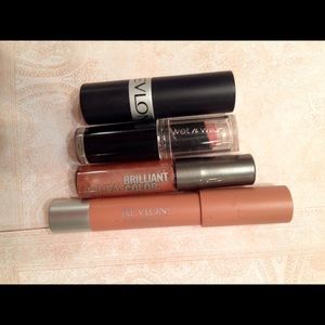 Nude Lipsticks and lipgloss.