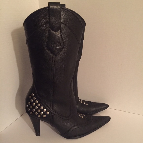 Harley Davidson stiletto heeled studded boots