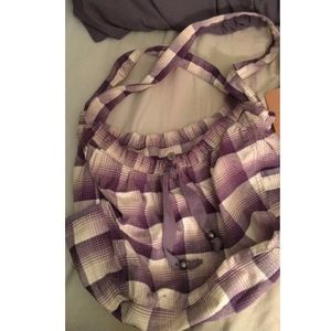 Purple and white plaid purse