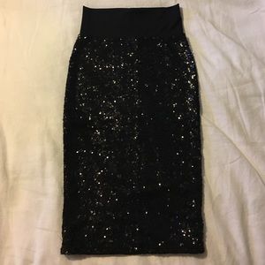 BEBE Black Sequence Skirt