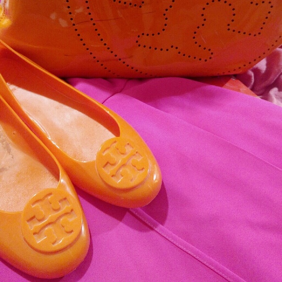 Tory Burch sz 9 Reva Jelly Flats Ballet Orange