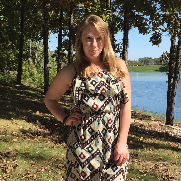 Navy Print Transitional Maxi Dress Host Pick