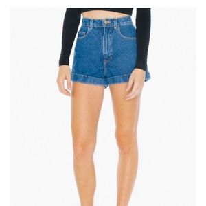 American Apparel High Waisted Jean Cuff Shorts
