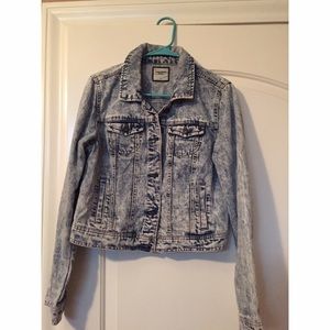 Acid-washed denim jacket