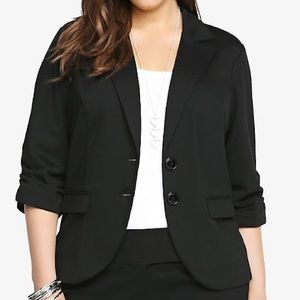 Ruched Sleeve Ponte Blazer
