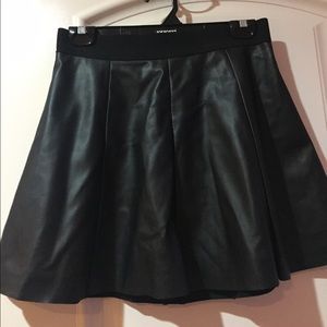 Black leather mini skirt