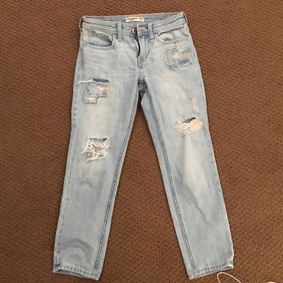 light denim, ripped, patches - Picture 1 of 4