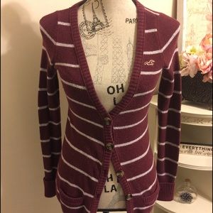 Hollister long maroon cardigan