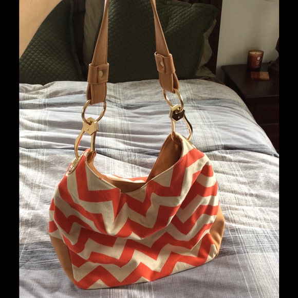 Coral Chevron Handbag