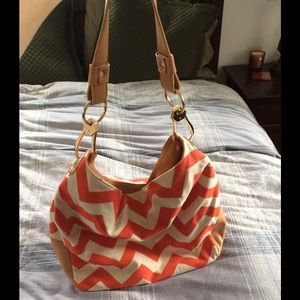 Coral Chevron Handbag