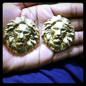 Lion face earrings