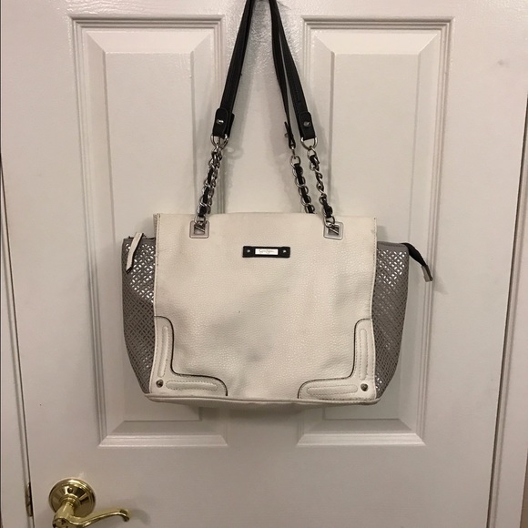 Two tone white/silver purse