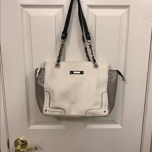 Two tone white/silver purse