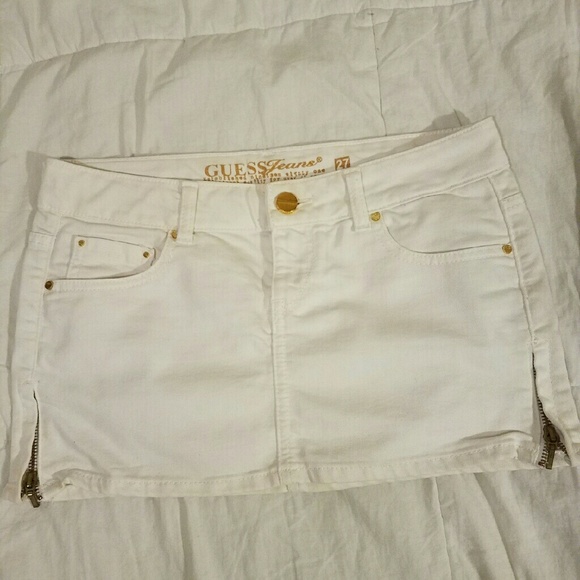 Guess white denim mini skirt