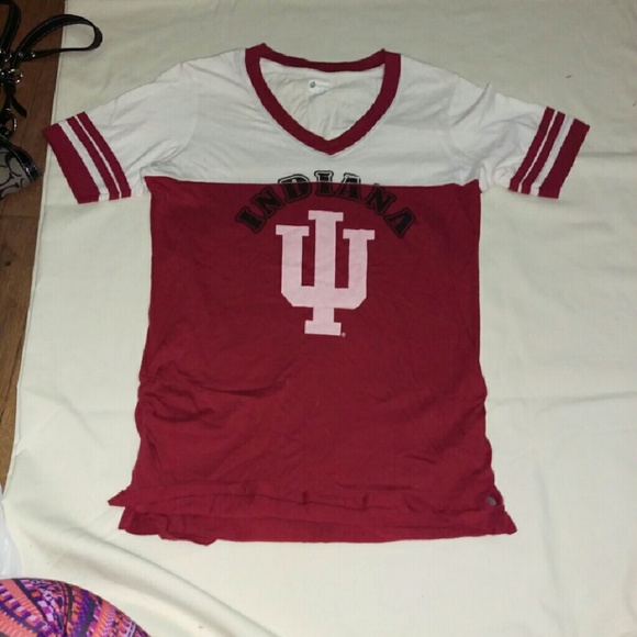 Russell athletics IU Indiana vneck ringer shirt - Picture 1 of 2