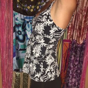 Black and white floral tank top