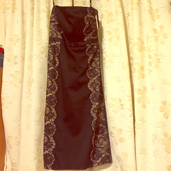 NWT Tadashi black strapless lace detail dress BNWT