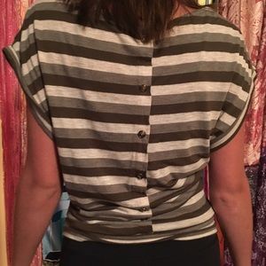 Green tone stripe shirt