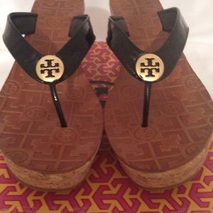 Tory Burch wedge patent sandals size 10
