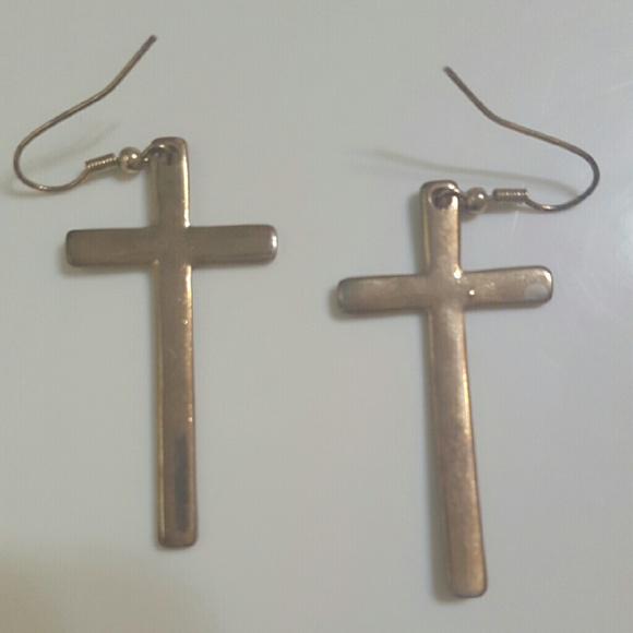 Gold cross earrings