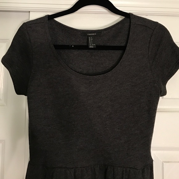 Forever 21 Grey Heathered pocket Babydoll dress. - Picture 3 of 4
