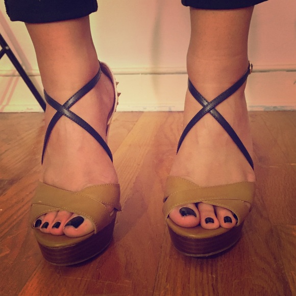 open toed heels with spikes on the back