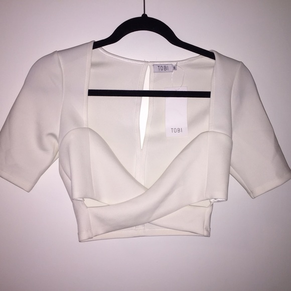 Lulu's Crisscross White Short Sleeve Crop Top
