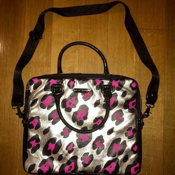 Betsey Johnson pink Leopard 15in computer bag case