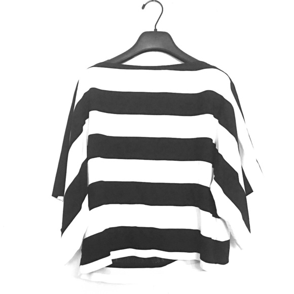 Black and white stripe top with bat sleeves
