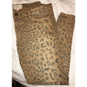 Current/Elliott Stiletto Camel Leopard Jeans