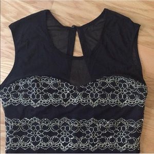 Black & gold lace trim dress from Foreign Exchange