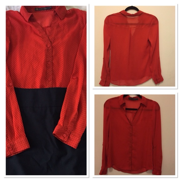 The Limited Navy Polka Dot Blouse