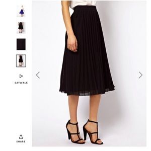 ASOS Pleated Midi Skirt, Black