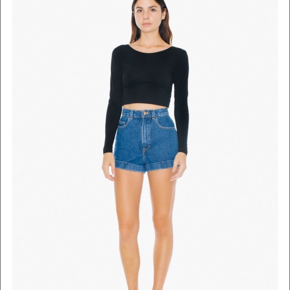 Blue American Apparel high waist cuff shorts in 28