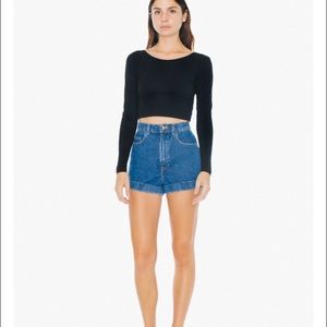Blue American Apparel high waist cuff shorts in 28