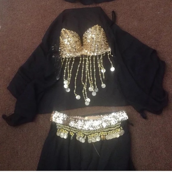 Black and Gold Harem girl or belly dancer costume.