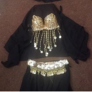 Black and Gold Harem girl or belly dancer costume.