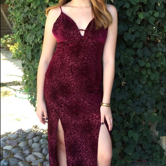 Red Velvet Double Slit Maxi dress!