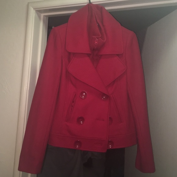 Red zip up & button up peacoat