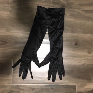 Long Black Satin Gloves