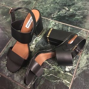 Steve Madden Tasha: Black Leather Sandal with Heel