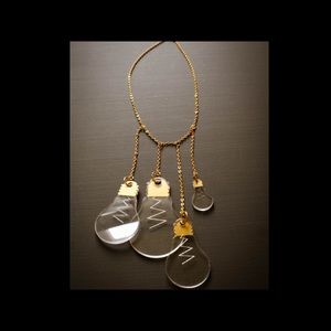 PANIKA Gold Laser Cut Light Bulb Acrylic Necklace