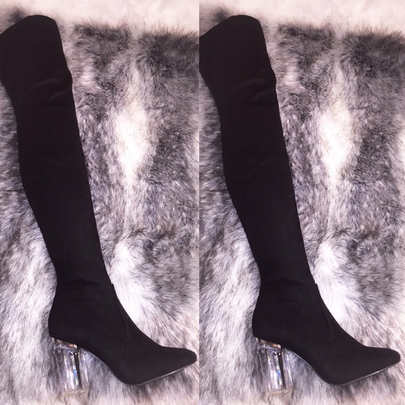 Perspex Clear Heel Over the knee  Thigh high boot - Picture 2 of 4