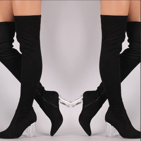 Shoes - Perspex Clear Heel Over the knee  Thigh high boot
