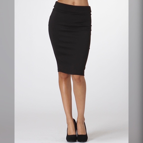 Black Pencil Midi Skirt - Picture 1 of 4