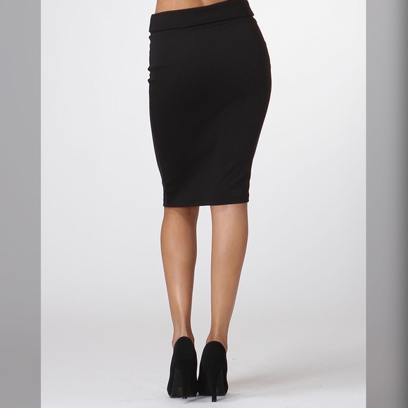 Black Pencil Midi Skirt - Picture 2 of 4
