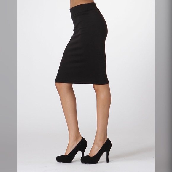 Black Pencil Midi Skirt - Picture 3 of 4